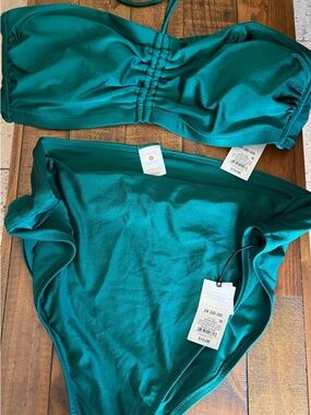 Shade & Shore Emerald Green Bandeau Bikini Set size 2X 20/22
